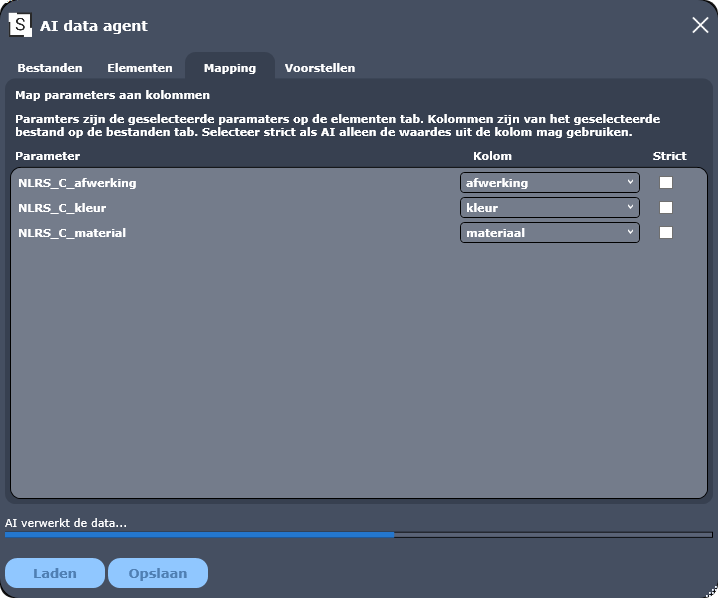 AI Revit agent, tabblad Mapping