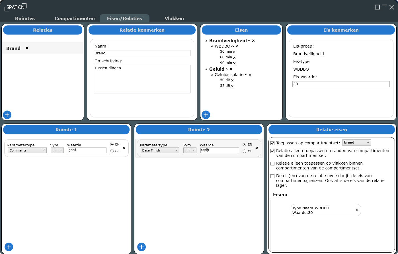 BouwEis, tabblad Eisen/Relaties